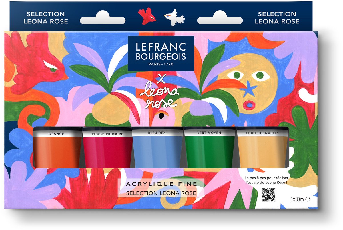 Lefranc bourgeois 302075 fine acrylic set „leona rose“ 5×80 ml | acrylverf set voor kunstenaars
