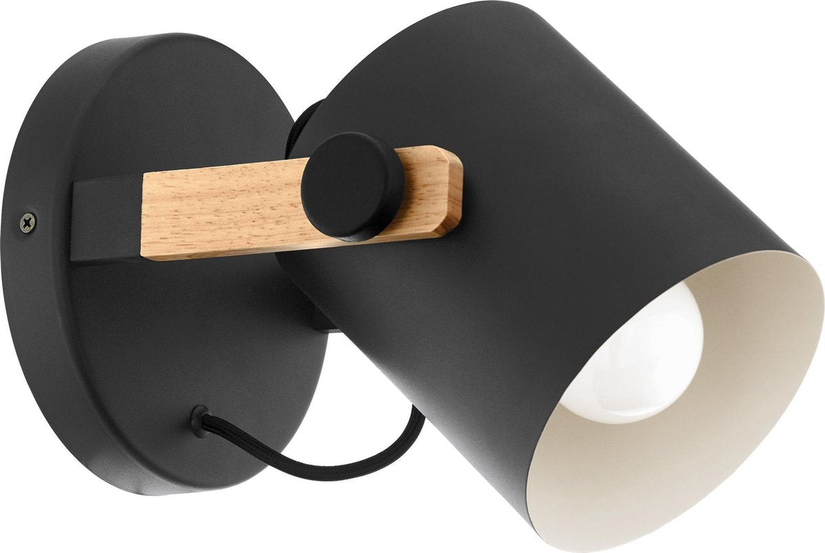 Lampada da parete in corno Eglo - 1 luce - ø17cm. - e27 - legno nero - legno fsc