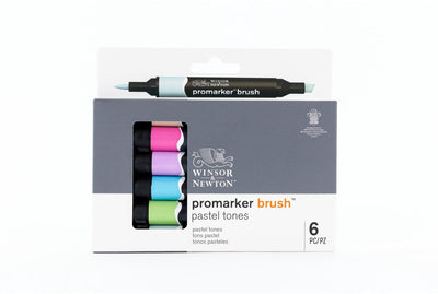 Winsor Newton 0290125 ProMarker Brush 6 Pastel Tones | professional alcohol markers layout markers