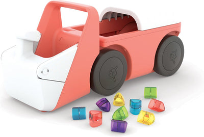 Andador Chillafish 1 año con 10 bloques de juego - rosa - andador para niños y niñas hasta 3 años - juguete ligero con simulación de excavadora y espacio de almacenamiento - muy estable con 4 ruedas - modelo blockie