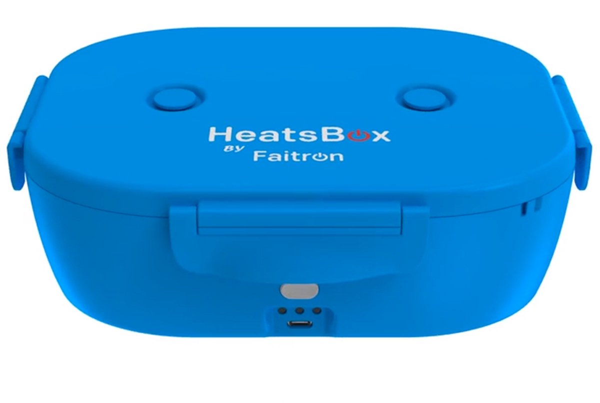 Faitron go light - heatsbox - electrische lunchbox - rvs - verwarmde lunchbox - voor warme maaltijden - verschillende compartimenten - met app - 12 24v - blauw