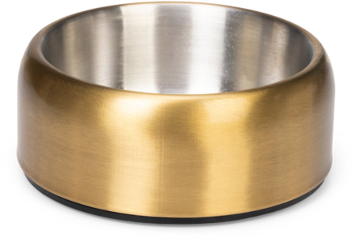 Designed by lotte noar voerbak hond - eetbak drinkbak - vaatwasserproof - anti-slip - rvs - goud - 940ml