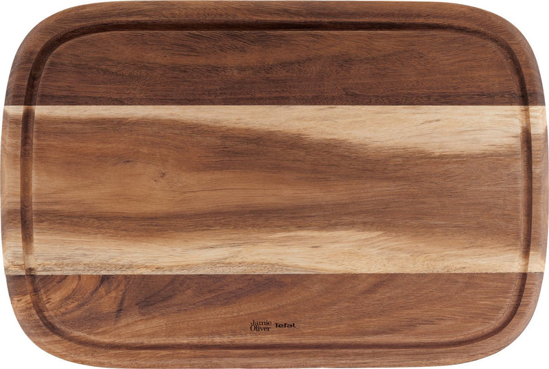 Jamie oliver de tefal - tabla de cortar de madera - mediana - 37,4x25,1x2,2 cm - duradera - antibacteriana