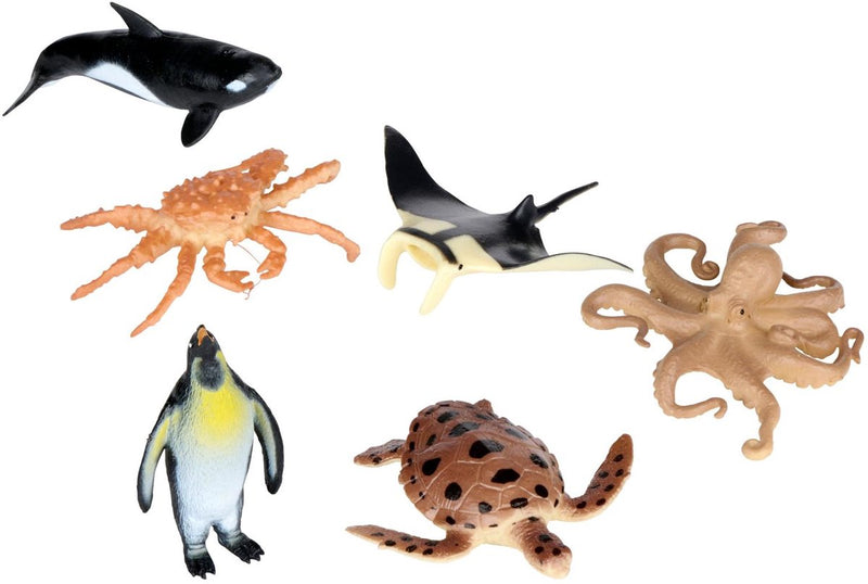 Eddy Toys set da gioco con animali marini - set da gioco con animali marini con 6 animali marini realistici - giocattoli dell'oceano per bambini dai 3 anni - set da gioco educativo con animali oceanici per giochi fantasiosi