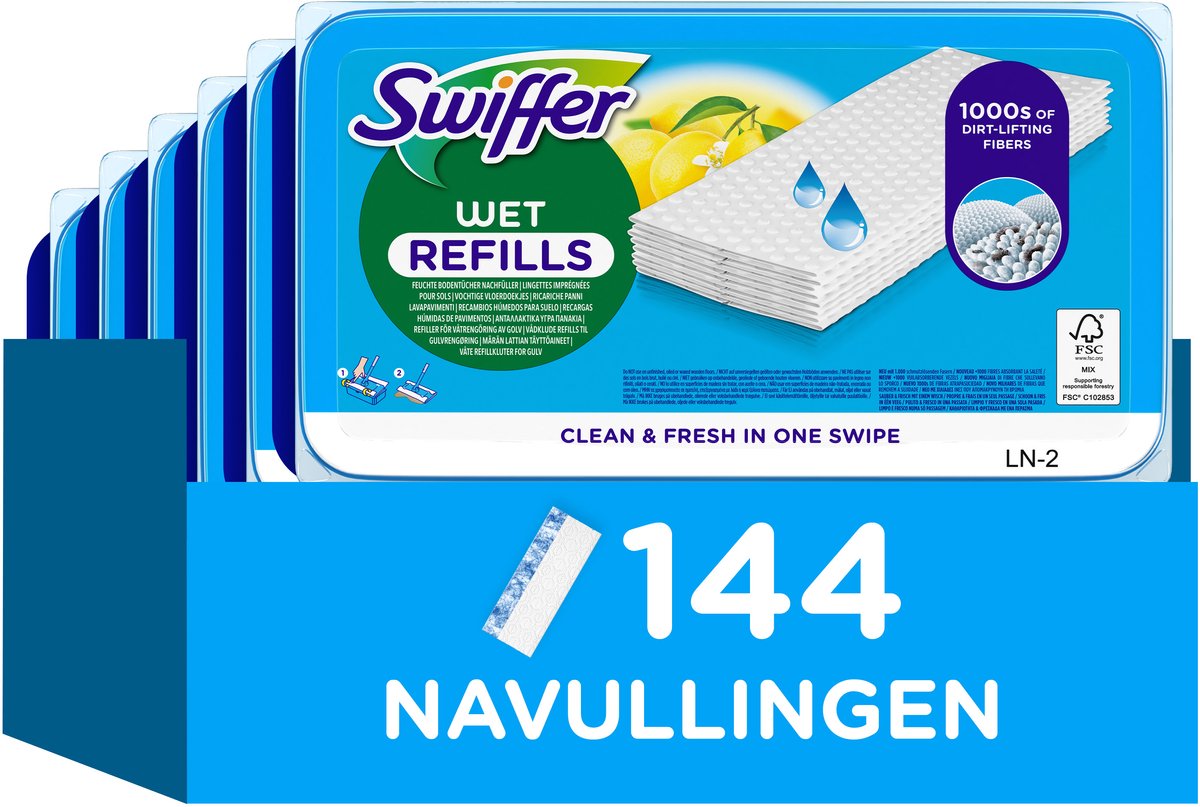 Salviette umidificate Swiffer per pavimenti al profumo di limone - 6x24 salviette