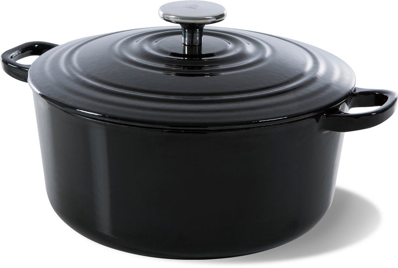 Casseruola in ghisa bordeaux Bk 28 cm 6,7 l - casseruola a induzione - casseruola in ghisa - utilizzabile in forno fino a 230 gradi - coperchio con anelli salvagoccia - interno smaltato bianco - nero