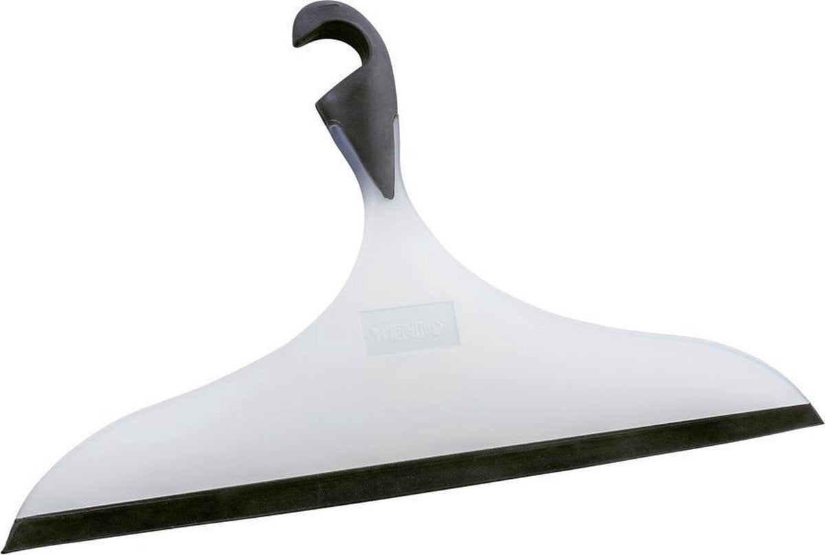 Tergicristallo per doccia Wenko Loano XXL bianco e nero in plastica largo 34 cm - tergicristallo per finestre - estrattore per doccia extra largo con gancio per appendere
