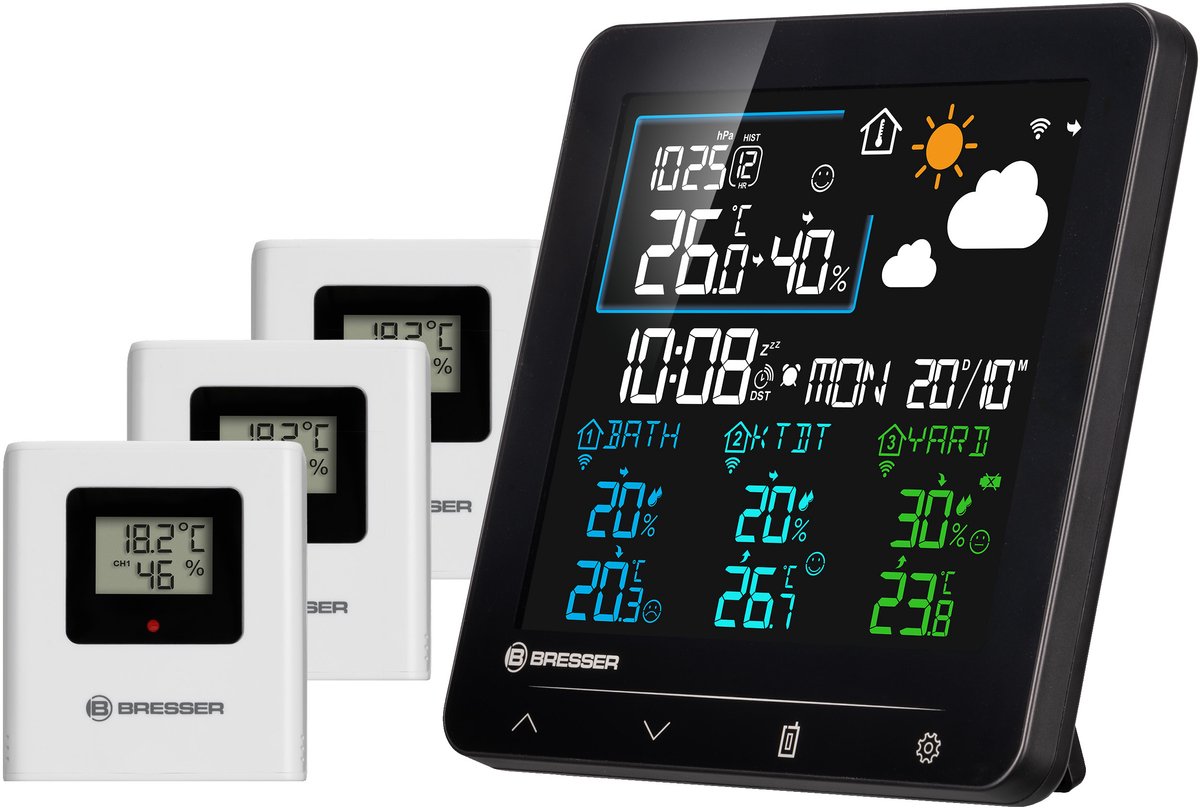 Bresser weerstation - quadro individio - nv - thermo-, hygrometere - 3 sensoren