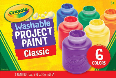 Crayola - paquete hobby - pintura lavable para niños - 6 piezas - colores primarios