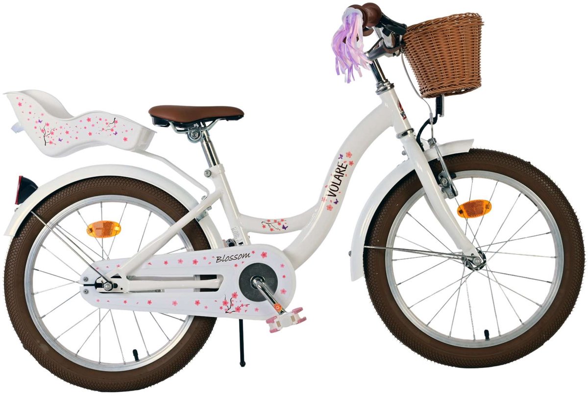 Bicicleta infantil Volare Blossom - niña - 18 pulgadas - blanca