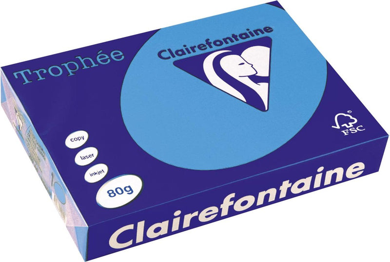 Clairefontaine trophée intense, carta colorata, A4, 80 g, 500 fogli, blu reale