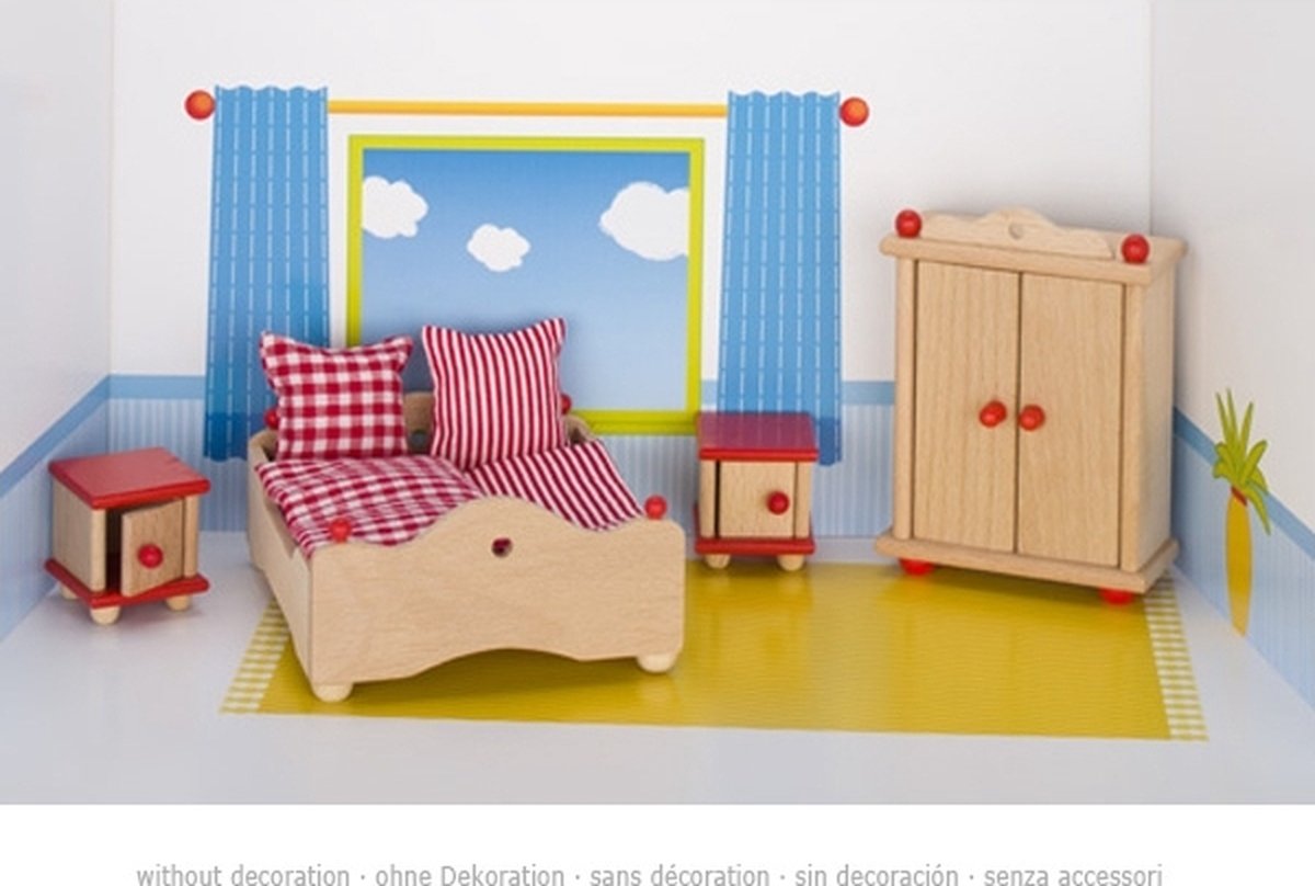 Dormitorio de muebles de casa de muñecas de Goki