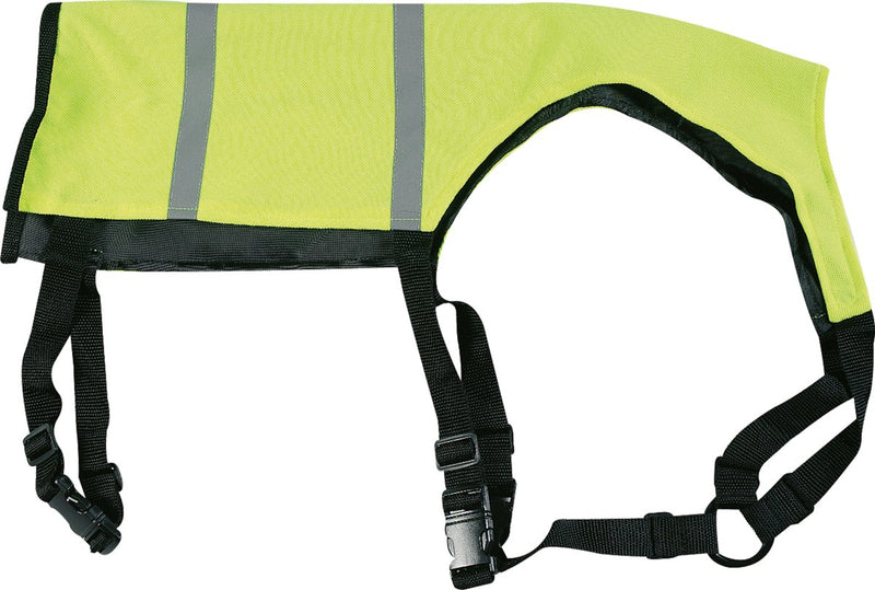 Abrigo para perros Flamingo - amarillo wasyl fluo - chaleco reflectante de seguridad - ajustable - cierre de clic - talla s - a:25cm b:40-43.5cm c:54-67.5cm d:49.5-66cm