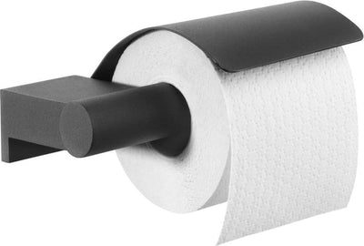 Tigre Tiger Soporte para el rollo de inodoro con tapa en negrita Matte Negro
