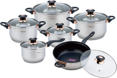 Kinghoff 1767 - pan set - 12 pieces - high-quality stainless steel - thermal base