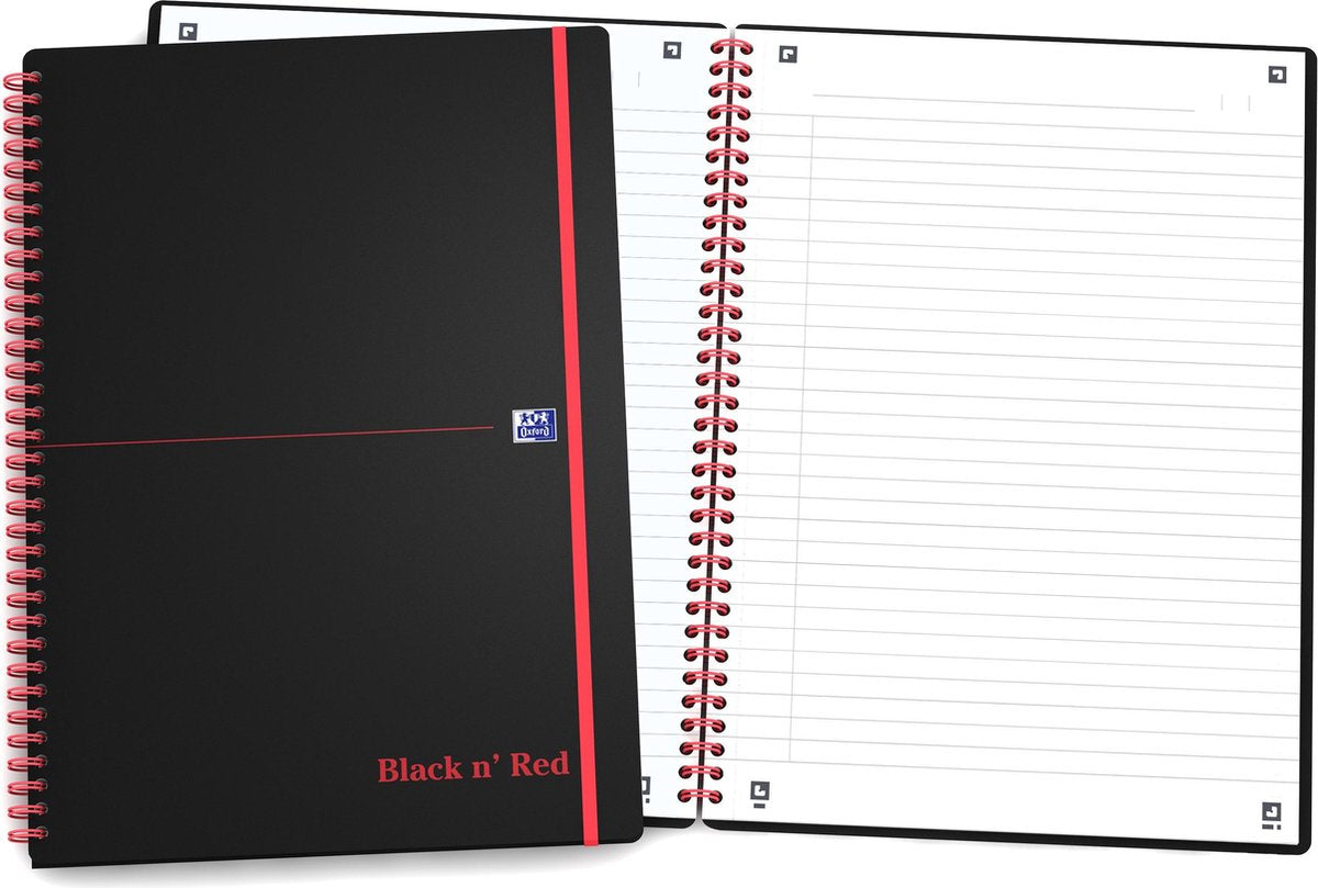 Oxford black n' red - taccuino - a5 - a righe - 90 g - copertina morbida - nero