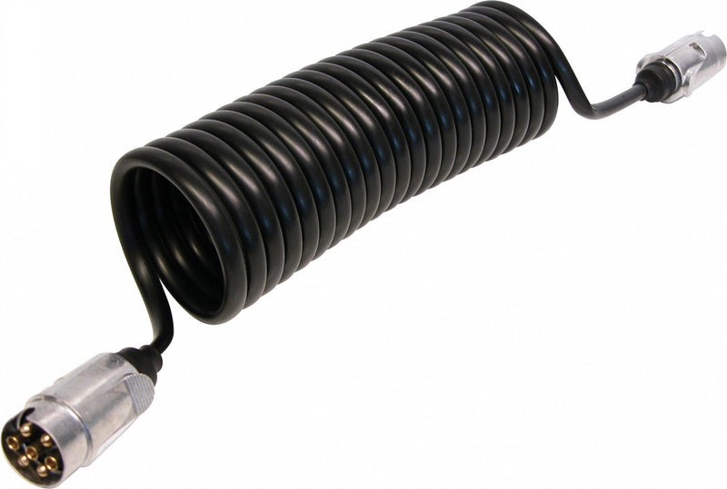 Cable alargador para remolque Carpoint de 7 polos – espiral 27 cm – con conexión para faros antiniebla – flexible – duradero – para remolque de coche