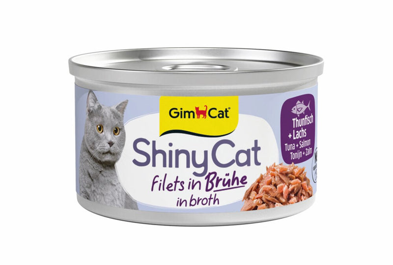 Gimcat 24 x 70 g - filetti di gatto lucido in brodo tonno + salmone
