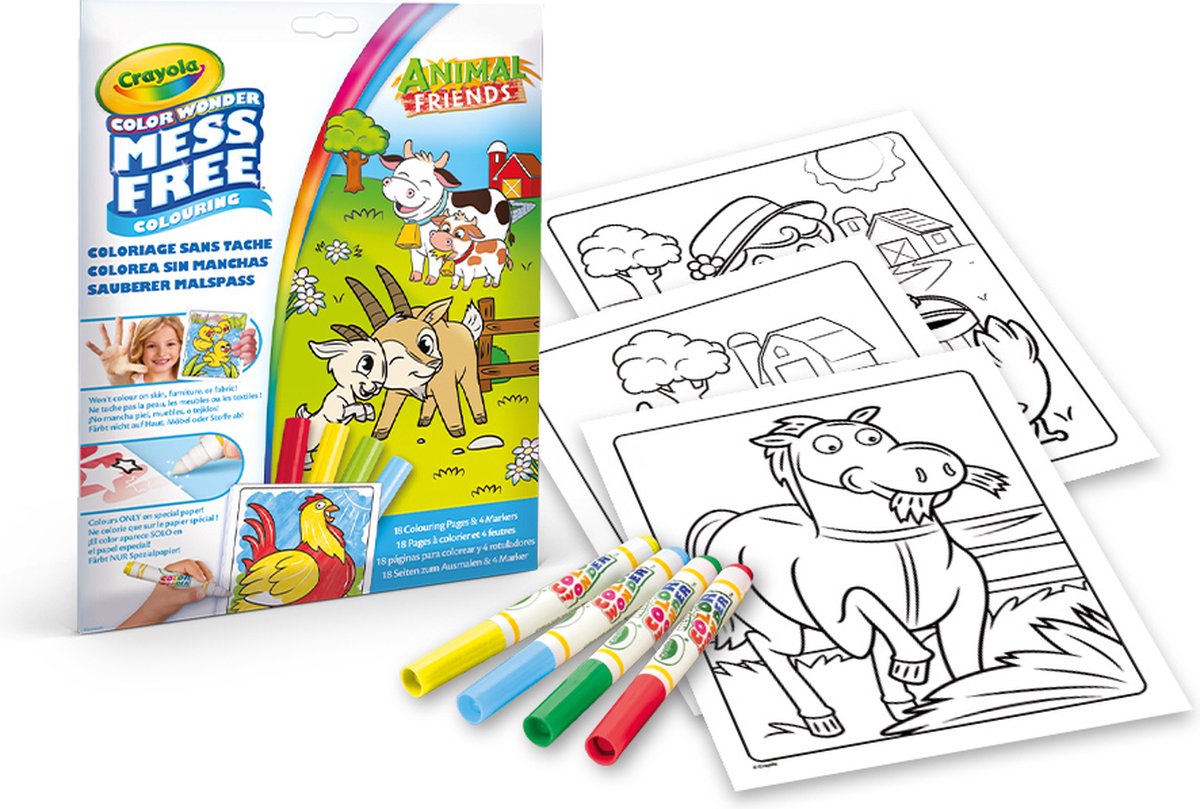 Crayola - meraviglia dei colori - pacchetto hobby - gli amici della fattoria - libro da colorare per bambini