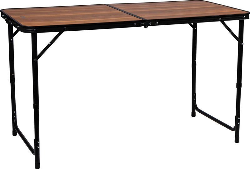 Tavolo da campeggio Abbey Camp 120x60 cm pieghevole - regolabile 54-69 cm - marrone