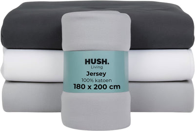 Cállate. living hush living sábana bajera jersey - 100% algodón - 160 grms - antiarrugas, no necesita planchado - elástico - agradable y cálido - 180x200+30cm - gris claro