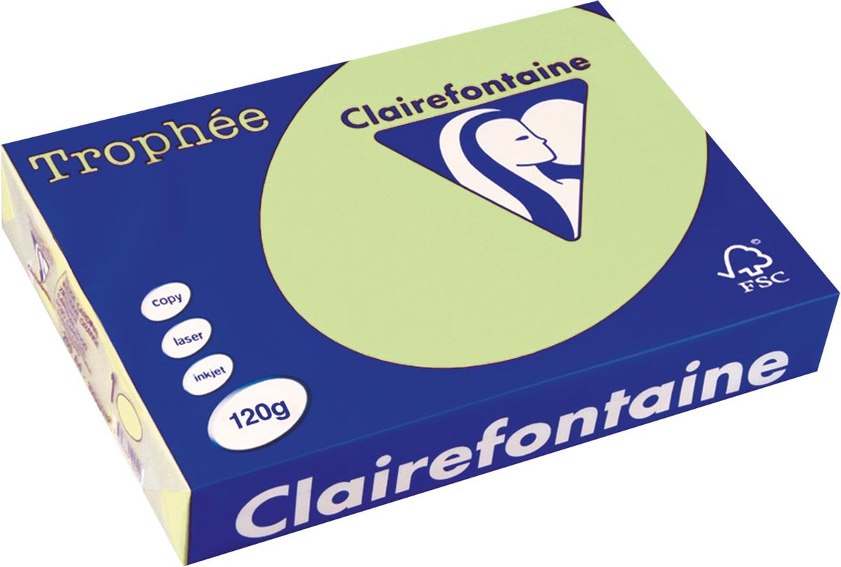 Clairefontaine trophée pastel, gekleurd papier, a4, 120 g, 250 vel, groen