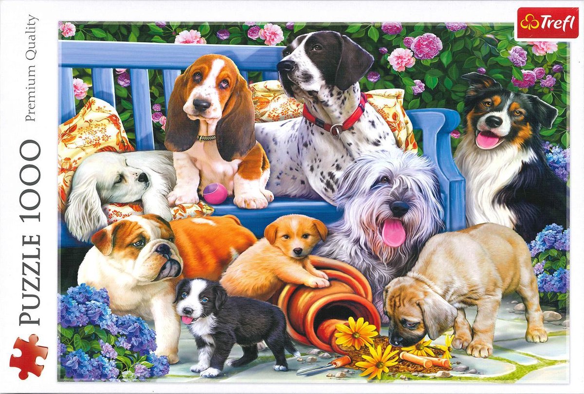Incontra i cani in giardino, puzzle da 1000 pezzi