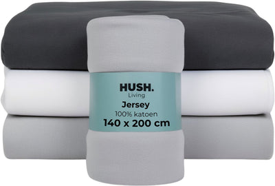 Cállate. living hush living sábana bajera jersey - 100% algodón - 160 grms - antiarrugas, no necesita planchado - elástico - agradable y cálido - 140x200+30cm - gris claro