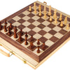 Pequeño ajedrez de madera y backgammon