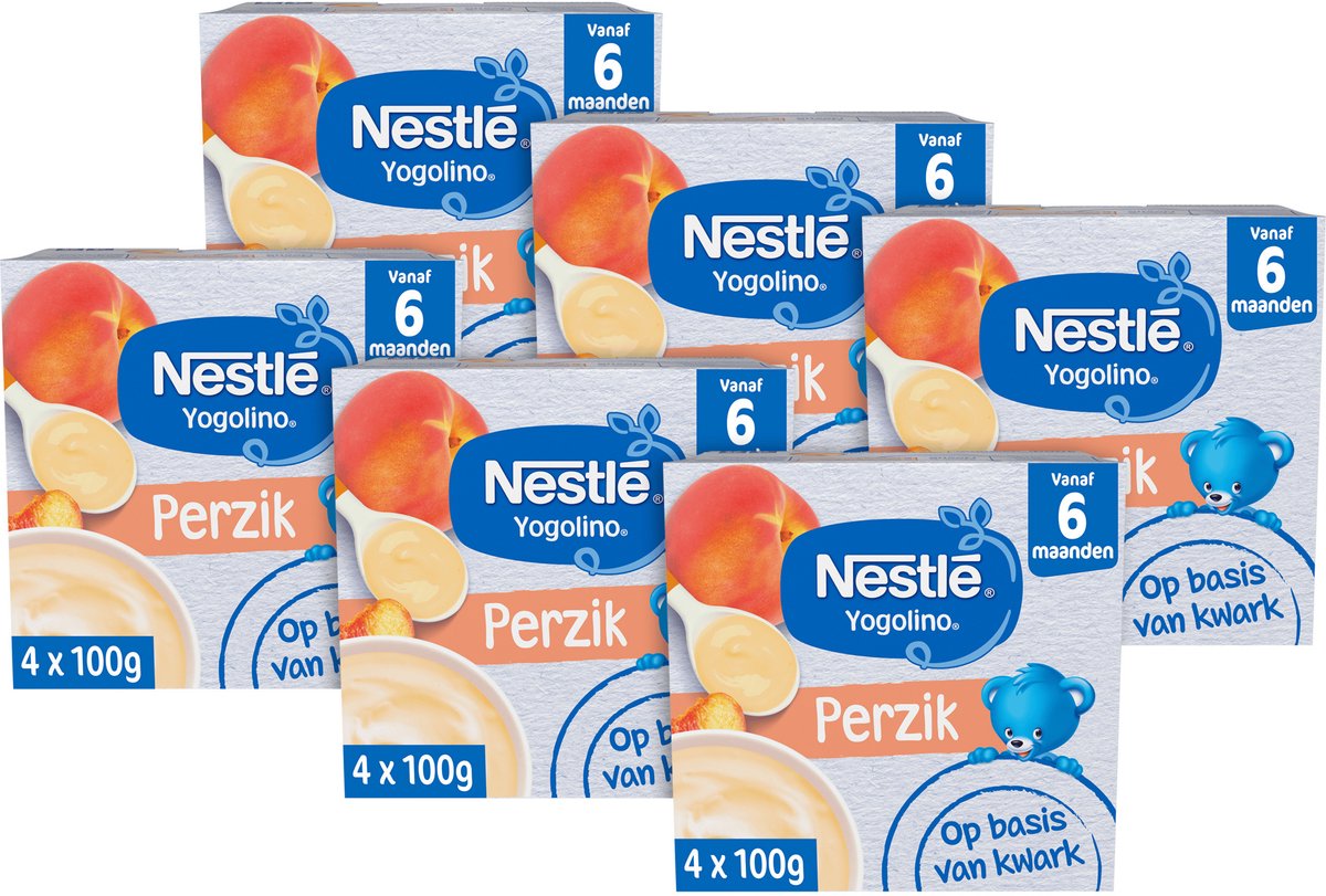 Nestlé yogolino pesca - dessert per bambini - 6 pezzi 4 x 100 g (24 porzioni)