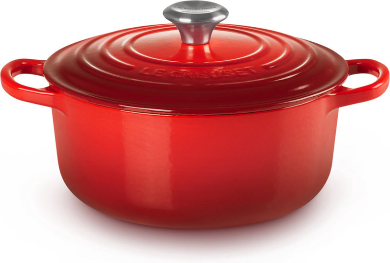 Le creuset braadpan signature kersenrood – ø 22 cm 3,3 liter – ronde gietijzeren braadpan – in levendige kersenrode tint – voor stoven, braden of soepen – geschikt voor inductie, oven en vaatwasser