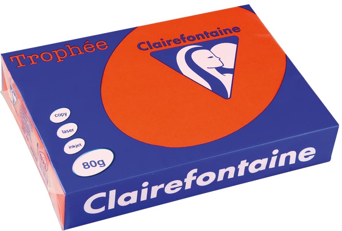 Clairefontaine trophée intens, gekleurd papier, a4, 80 g, 500 vel, kardinaal rood