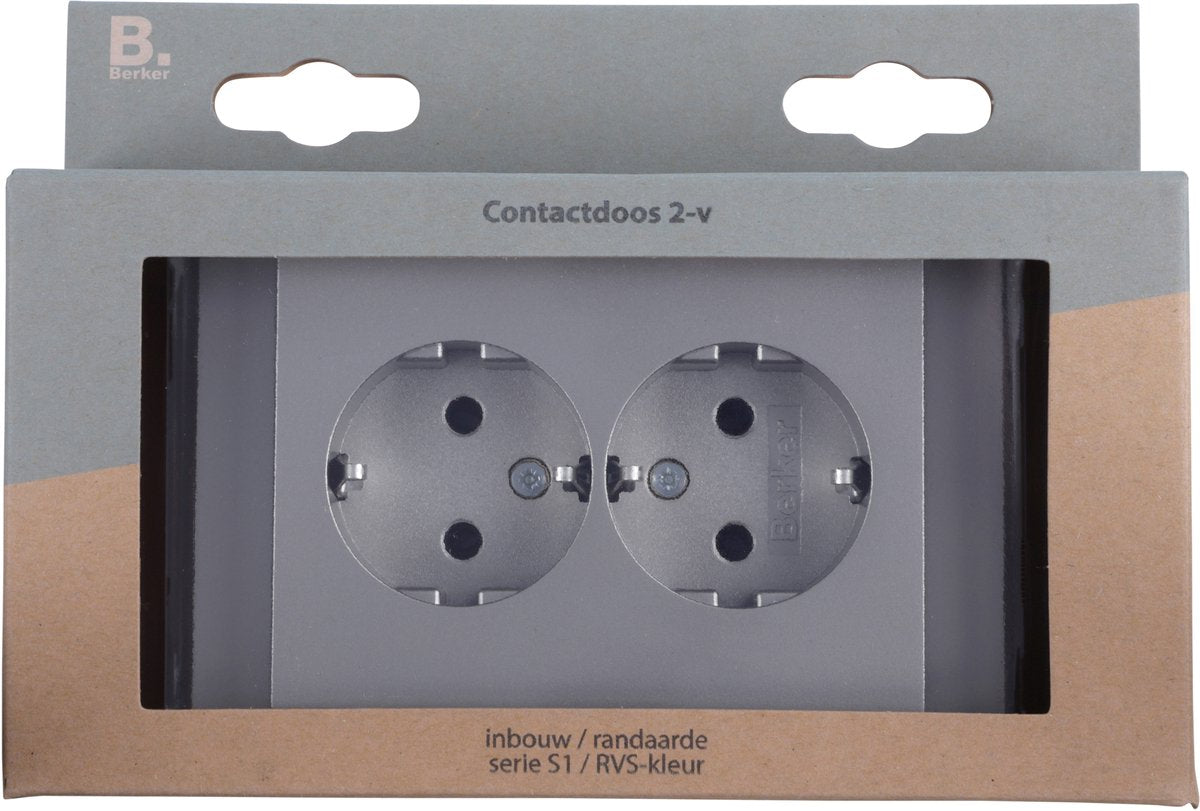 Berker k5 built-in socket stainless steel, double earthed