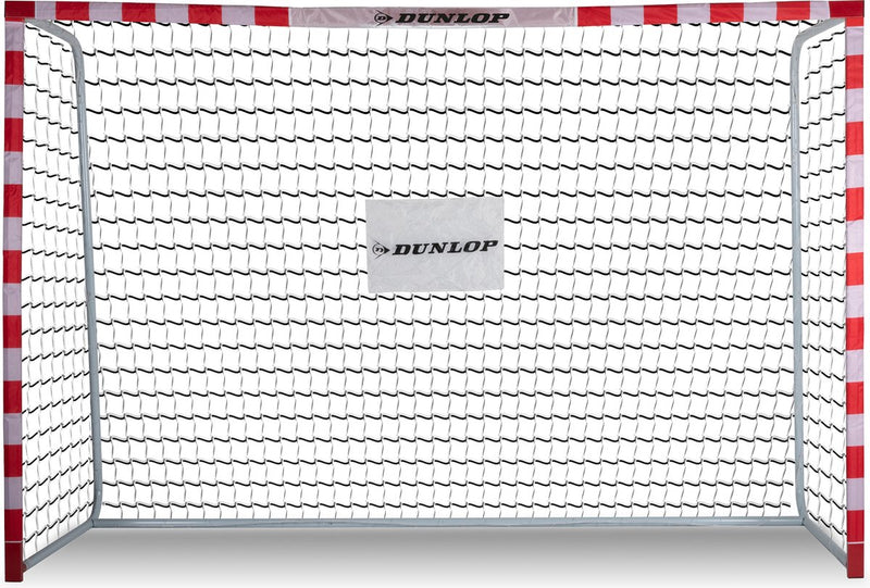Dunlop voetbaldoel - voetbal goal 300 x 200 x 110 cm - voetbalgoal groot - buitenspeelgoed voor kinderen en volwassenen - snelle montage - voetbal training doel - metaal - wit rood