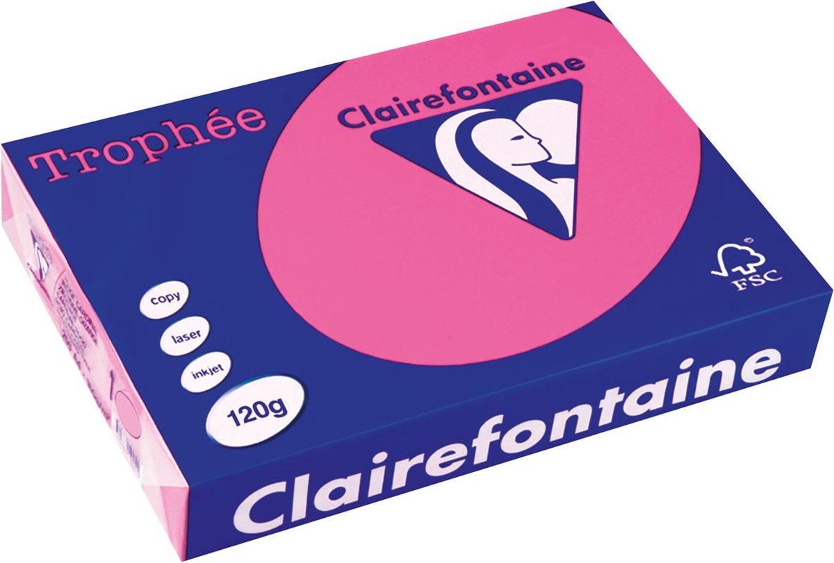 Clairefontaine trophée pastel a4 rosa 120 g 250 hojas