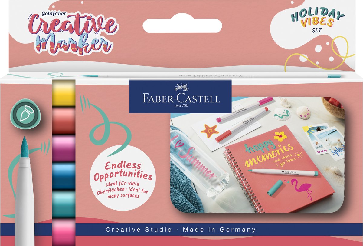 Faber-castell marker - creatief goldfaber - brushpunt b - set holiday vibes - fc-161013