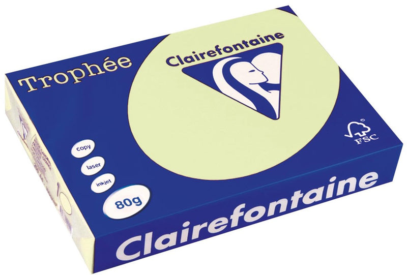 Carta colorata Clairefontaine trophée, A4, 80 g, 500 fogli, verde chiaro