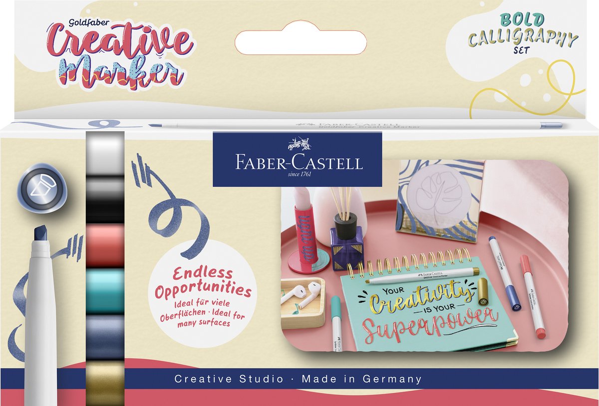 Faber-castell - rotulador - creative goldfaber - punta cincel c - set letras suaves - fc-160906