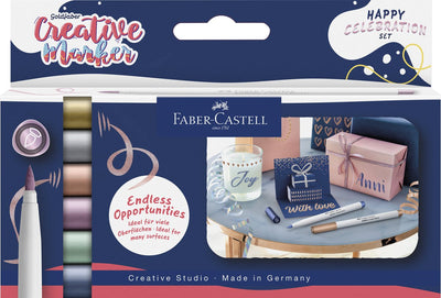 Pennarello Faber-castell - creative goldfaber - punta pennello b - set happy Celebration - fc-161006