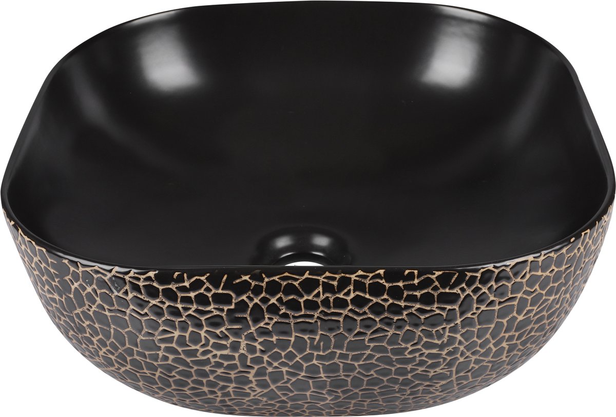 Differnz lavabo safari 41,5x41,5x14cm serpiente de cerámica negro dorado