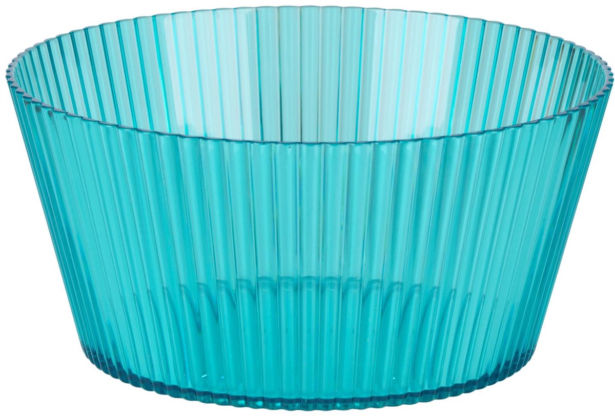 Alpina kom 850 ml – kunststof beslagkom met ribbelstructuur – 15 cm – saladekom - blauw
