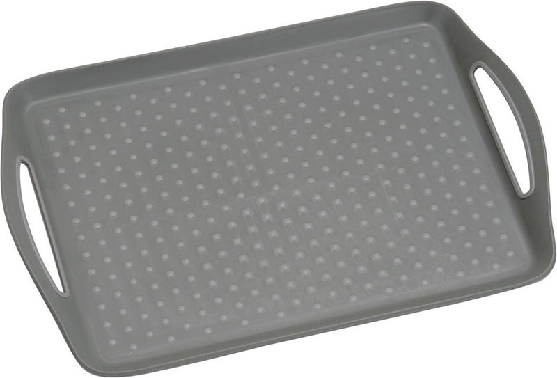 Bandeja rectangular Kesper - bandeja antideslizante - bandeja profunda con antideslizante - con asas - 45,5 x 32 x 4,5 cm - color: gris