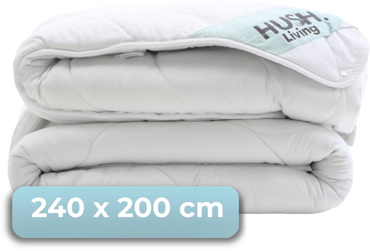 Hush. living hush living - synthetic duvet - 4 seasons - 240x200 cm - 200 gsm + 300 gsm high-quality polyester fiber - with fastening loops - soft and light