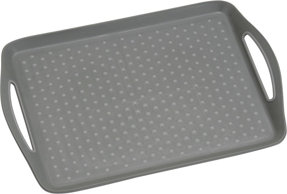 Bandeja rectangular Kesper - bandeja antideslizante - bandeja profunda con antideslizante - con asas - 45,5 x 32 x 4,5 cm - color: gris