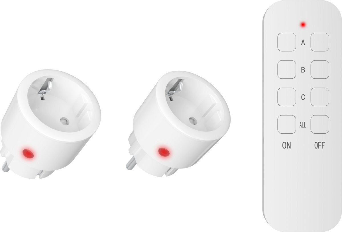 Set interruttore wireless Calex - 2x prese interruttore + telecomando - controllo wireless per interni - 2300 W - Luci natalizie