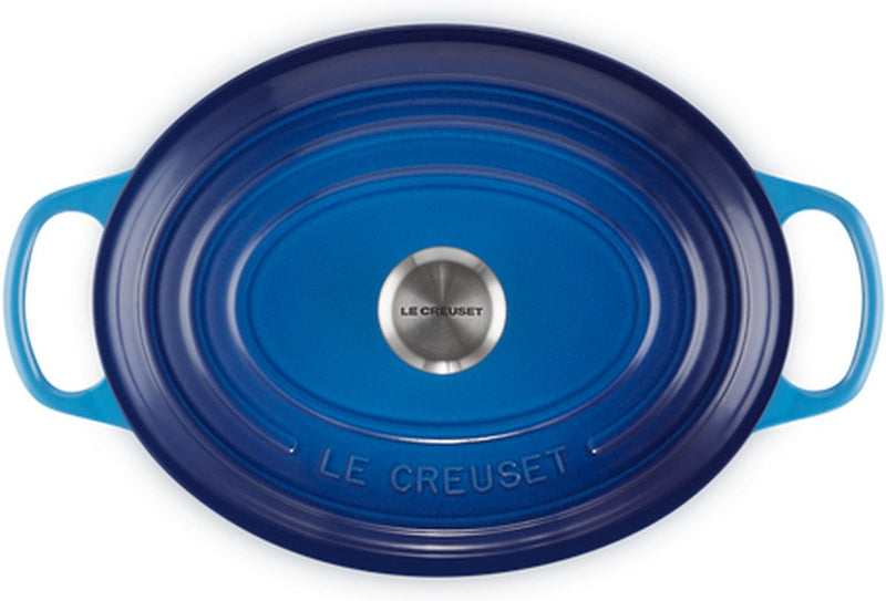 Sartén ovalada azul exclusiva de Le Creuset – ø 31 cm 6,3 litros – sartén grande de hierro fundido – diseño ovalado en azul celeste – perfecta para comidas familiares o asados grandes – apta para todas las fuentes de calor, incluida la inducción