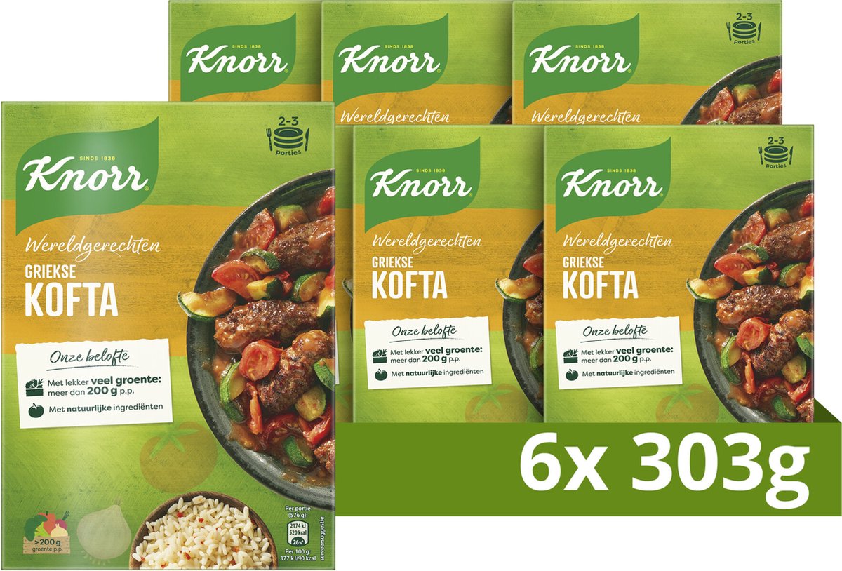 Knorr World Piatti Kofta - Greco - Veloce, facile e con tante verdure - 6 x 303 g