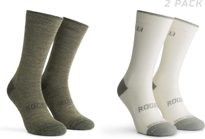 Calzini da ciclismo Rogelli in lana merino - confezione da 2 - verde tortora - 36 39