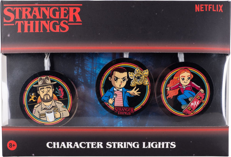 Mad Monkey Stranger Things - Cadena de luces - con personajes - 9 luces - 3,15 metros de largo - USB-C