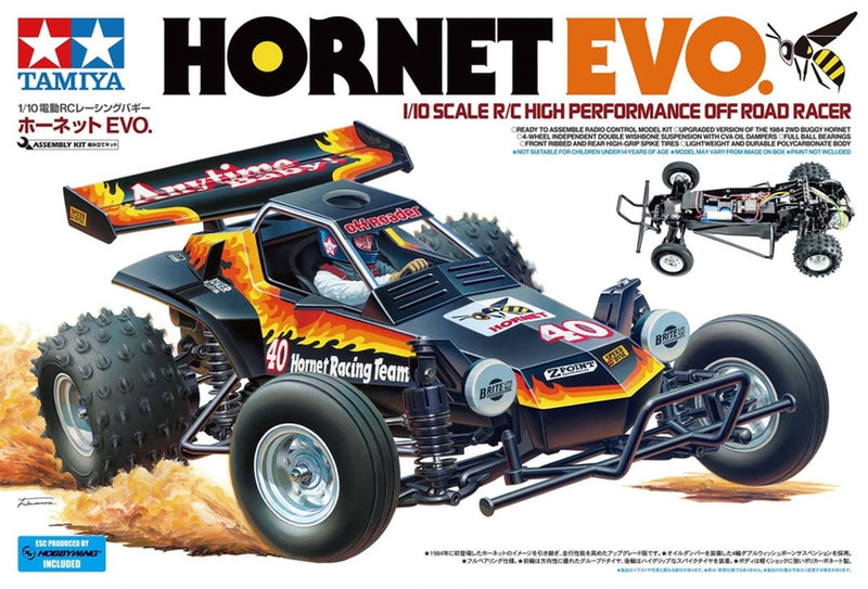 Tamiya model kit veicoli militari - 58742 rc buggy - hornet evo. - plastica rc rr fuoristrada ad alte prestazioni - 1:10 - modellismo